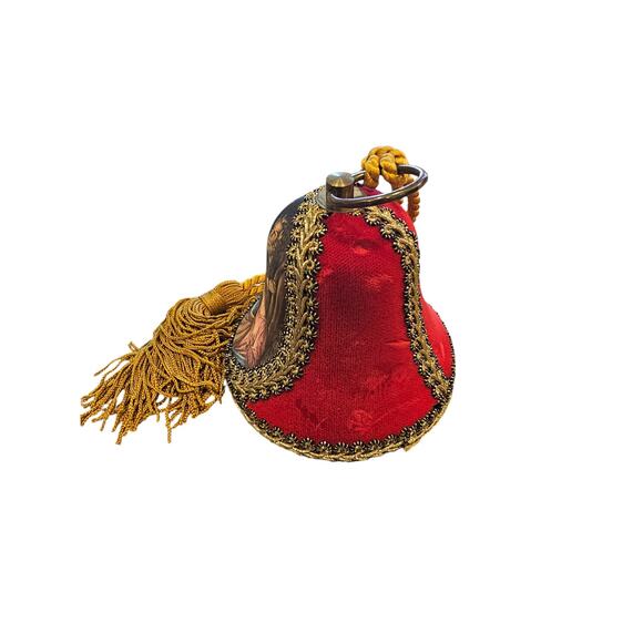 Vintage Reuge Music Box Bell Nativity Ornament Velvet Christmas Bell Musical - Picture 3 of 6